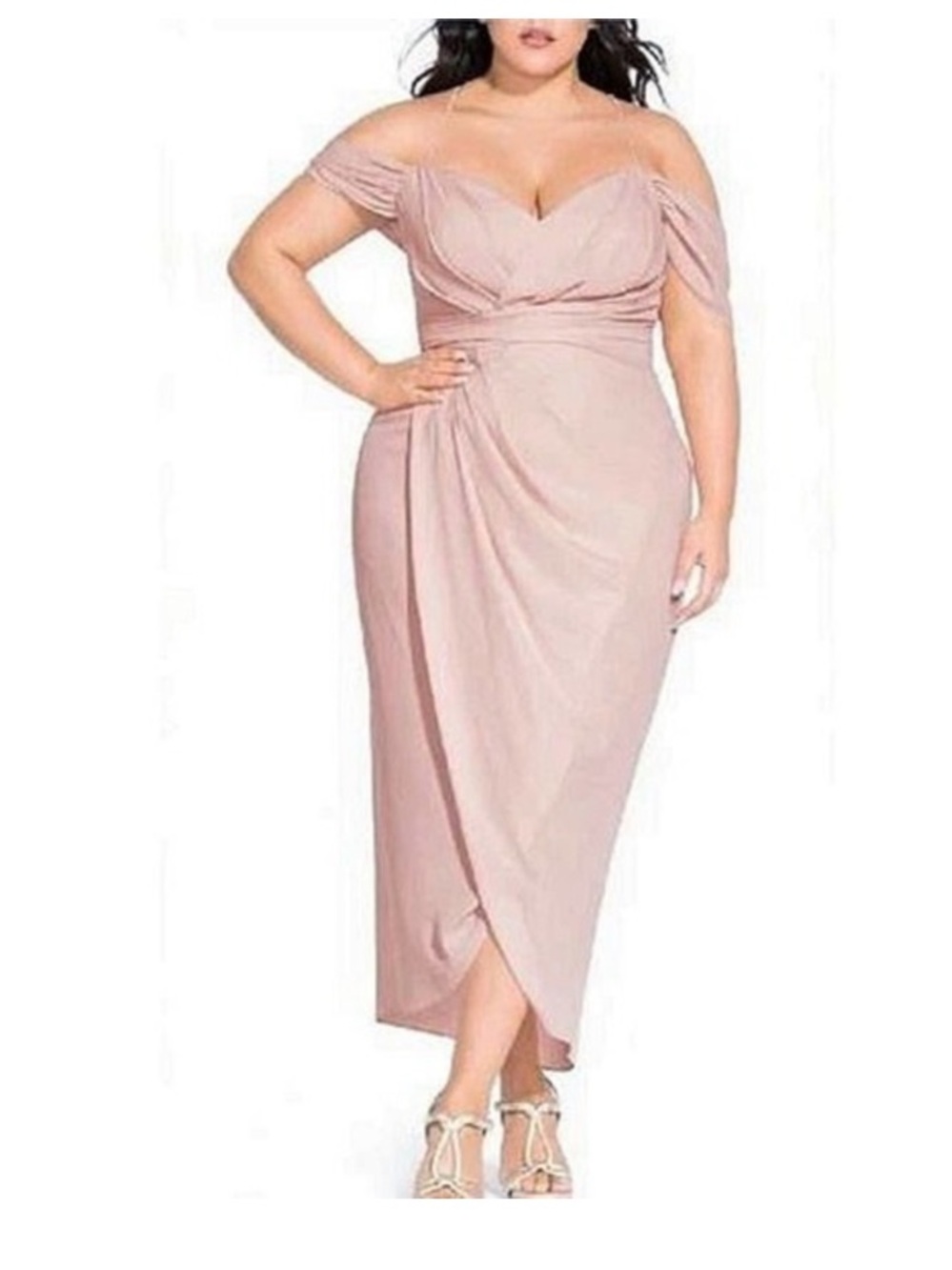 City Chic entwine Maxi Dress in soft blush Sz 20 New